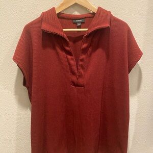 Alfani Women's Deep Red Ribbed short sleeved sweater